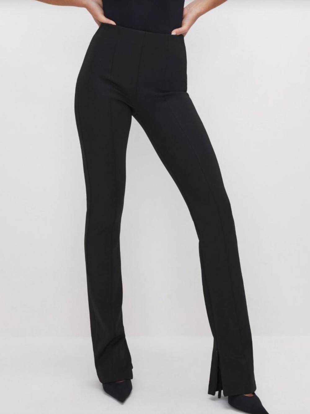 Good American | Black Scuba Pull-on High Rise Pants L Tall long 34” inseam